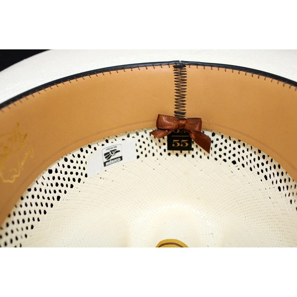 Tecovas Mens Straw Cowboy Hat White Vented Cattleman Crease Size 6 7/8 55 Mexico - Picture 7 of 9